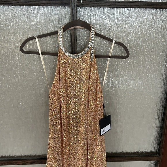 Mac Duggal SEQUINED HIGH NECK RHINESTONE TRIM COLUMN GOWN size 6 NEW Sold Out - Picture 6 of 16